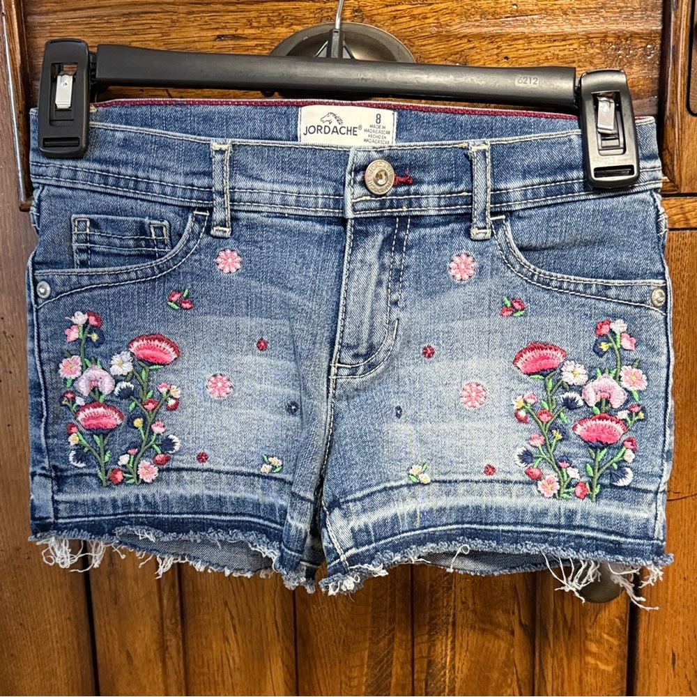 Jordache Kid’s Floral Embroidered Jean Shorts